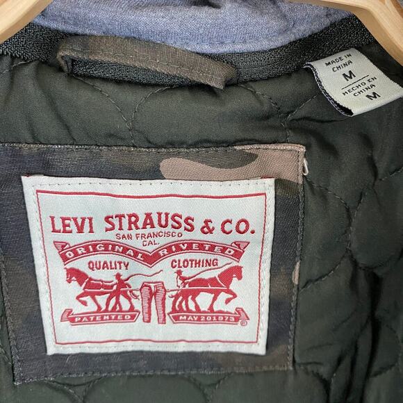 Levi’s Mens Camo Military Hooded Trucker Jacket Size M Green Streetwear Gorpcore - Picture 9 of 11